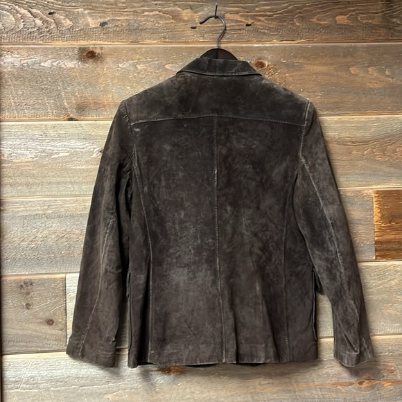 Vintage Chocolate Brown B Moss Suede Leather Jacket Size Large - Picture 7 of 9